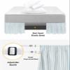 RisQiten Blue Striped Bed Skirt King Size 18 Inch Drop, Adjustable Elastic Bedskirt Dust Ruffle for King Size Bed, Blue White Stripes Farmhouse Wrap Around Bed Skirts Luxurious Pleated Bed Frame Cover view 4