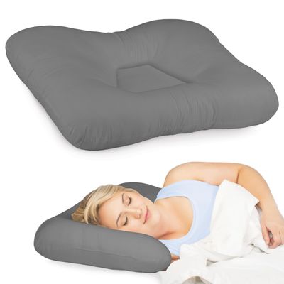 Core Products Tri-Core Cervical Support Pillow Gentle (Medium Firmness) Orthopedic Neck Pillow for Pain Relief, Back and Side Sleepers Ergonomic Contour Pillow Assembled in USA, Full Size, Gray