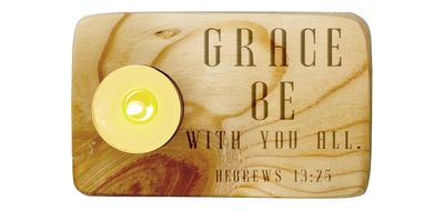 Christ Gift Spiritual Bible Verse Wood Tea Light Candle Holder with Bible Verse Christian Gift Home Decor (Hebrews 13:25)