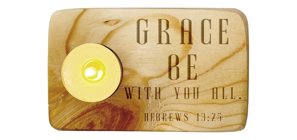 Christ Gift Spiritual Bible Verse Wood Tea Light Candle Holder with Bible Verse Christian Gift Home Decor (Hebrews 13:25)
