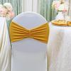 Wedding Linens Inc. (10 pcs) 8" x 13" Gold Ruffled Spandex Chair Bands Stretch Chair Sashes Perfect Chair Sash Accents Perfect for Weddings, Events, & Home Decor view 1