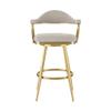 Armen Living Justin Modern Farmhouse 30" Seat Height Swivel Bar Stool with Taupe Fabric and Gold Brushed Stainless Steel Legs for Kitchen Island Counter view 4