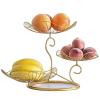 GLigeT Fruit Holder Creative Luxury Gold Iron Art Threetier 3 Tier Fruit Bowl Home Decor Coffee Table Drain Water Metal Fruit Basket Living Room Decoration Bread Basket view 1