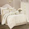 Loom and Mill 9-Piece Elegant Damask Comforter Sets Jacquard Medallion Design, Ultra Soft Floral Bedding with Euro Shams, Bedskirt, Filled Decorative Pillow for Home (Beige White, King) view 3
