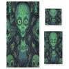 Haskirky Cute Aliens 3 Piece Towel Set,Absorbent Soft Bath Towel Quick Dry Light Weight Hand and Washcloth Set for Gym Bathing Home Shower view 1