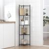 Wisuce Corner Shelf Stand - 5 Tier Black Bamboo Small Corner Bookshelf for Office Kitchen Bedroom Plant Stand Living Room Decor Small Space view 4