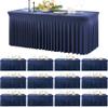 12 Pack Navy Blue Spandex Tablecloth for 6 Foot Rectangle Tables, Wrinkle Free Fitted Table Cloth Cover 6ft Blue Stretchy Tablecloths with Skirt for Parties Weddings Birthday Banquet Baby Shower view 1