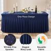 12 Pack Navy Blue Spandex Tablecloth for 6 Foot Rectangle Tables, Wrinkle Free Fitted Table Cloth Cover 6ft Blue Stretchy Tablecloths with Skirt for Parties Weddings Birthday Banquet Baby Shower view 3