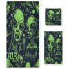 Haskirky Cute Aliens 3 Piece Towel Set,Absorbent Soft Bath Towel Quick Dry Light Weight Hand and Washcloth Set for Gym Bathing Home Shower view 1