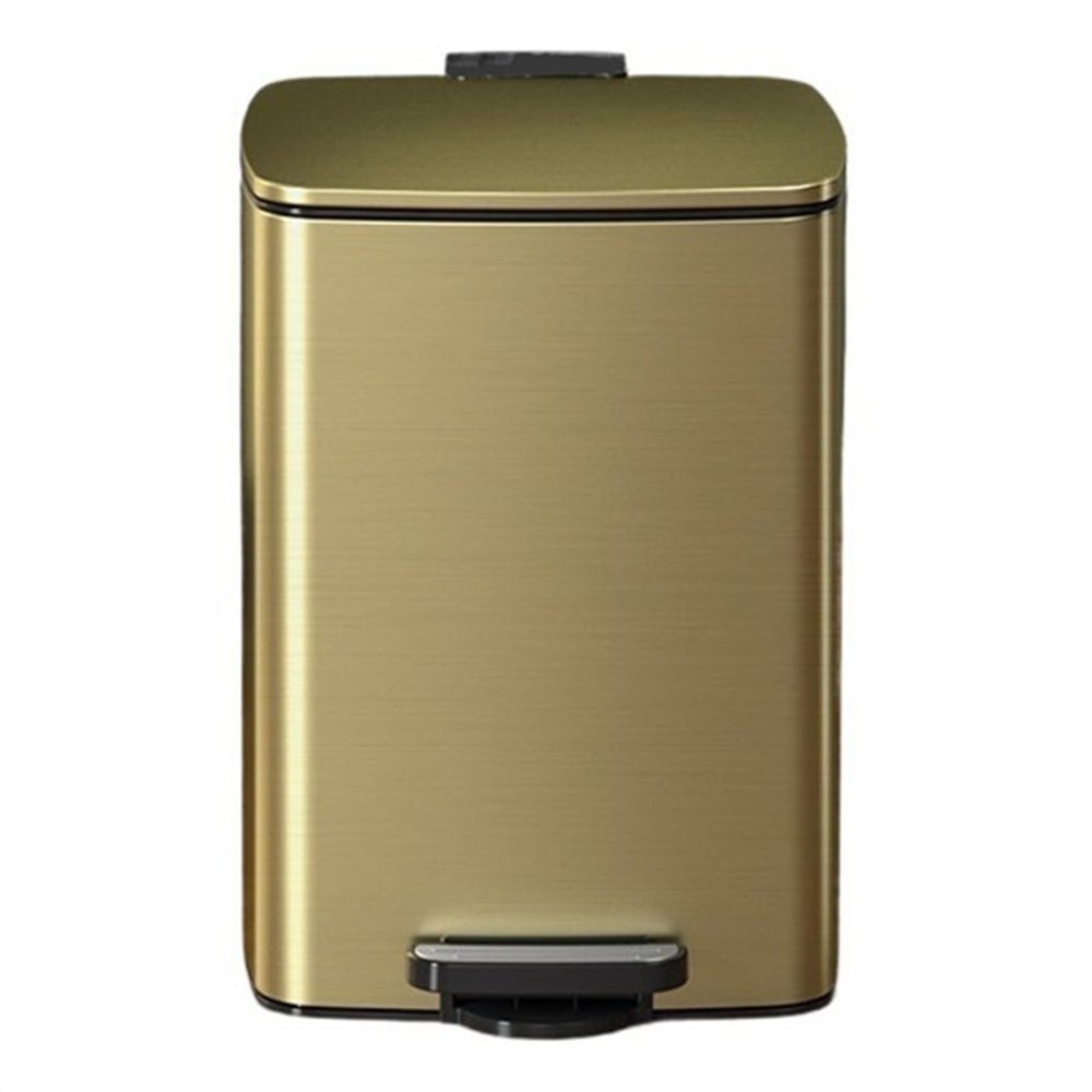 LICONG-2019 Trash Can 20/30 Liter Brushed Stainless Steel Trash Can, Square Pedal Recycle Bin with Lid and Inner Buckets, Hands-Free Steel Step Garbage Can for Home Office Garbage Can(Gold,30L)