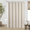 DUKIYO Extra Long Linen Shower Curtain 84 Inch Long Neutral Greige Tan Bath Shower Curtain Set with Hooks XLong Tall Country Farmhouse Boho Drapes for Bathroom, Greyish Beige, 72x84 Drapes view 1