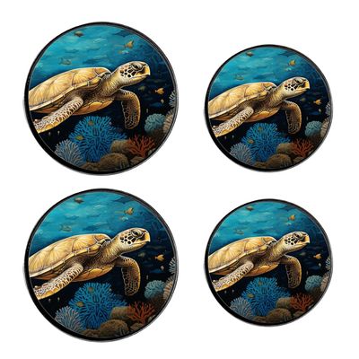 Ocean Turtle Set of 4 Stove Burner Covers - Premium Round Electric Stove Range Protectors,8 IN & 10 IN