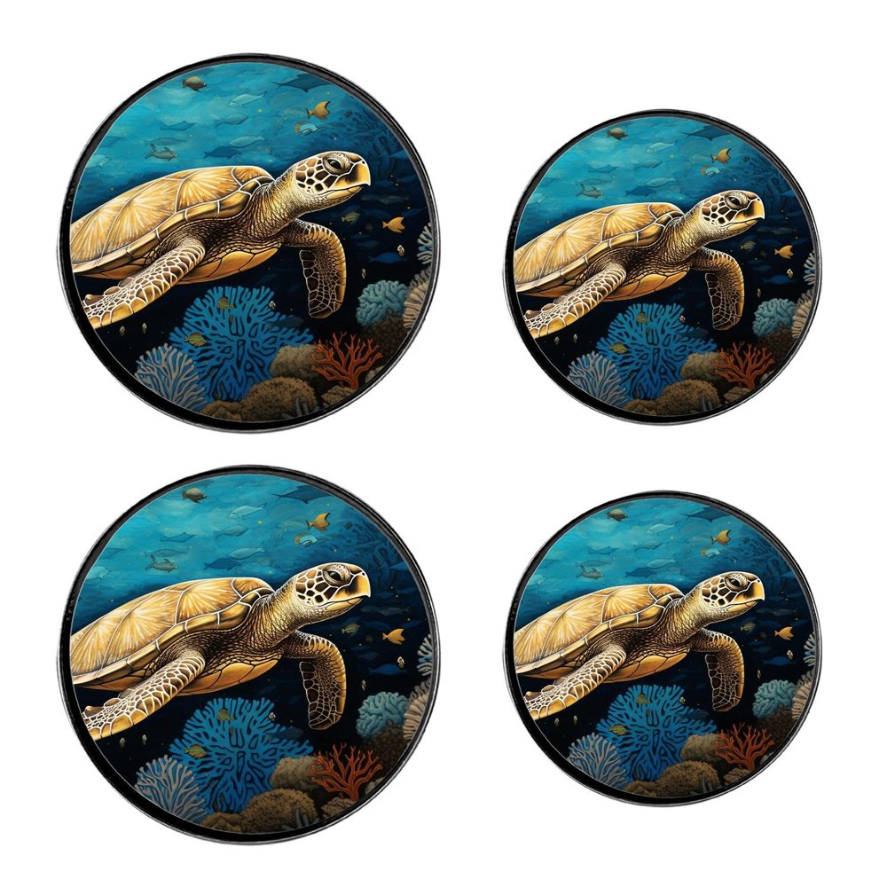 Ocean Turtle Set of 4 Stove Burner Covers - Premium Round Electric Stove Range Protectors,8 IN & 10 IN