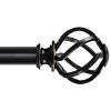 KAMANINA Bundle of 72-144" Curtain Rod and Matched Holdbacks 1 Pair, Twisted Cage Ends, Black view 2