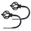 KAMANINA Bundle of 72-144" Curtain Rod and Matched Holdbacks 1 Pair, Twisted Cage Ends, Black view 3