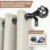 KAMANINA Bundle of 72-144" Curtain Rod and Matched Holdbacks 1 Pair, Twisted Cage Ends, Black view 4