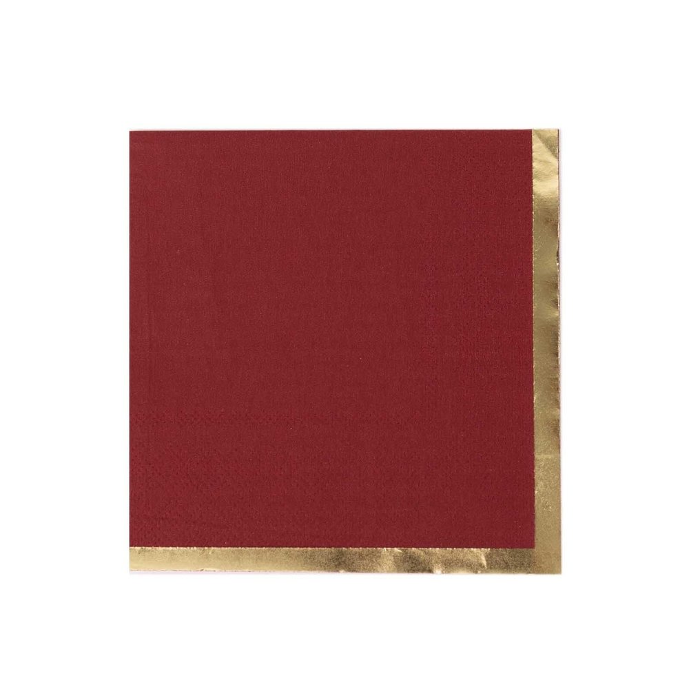 50 Burgundy Disposable 2 Ply Soft Dinner Cocktail Paper Napkins Gold Foil Edge Party Events Reception Catering Home Tableware Supplies