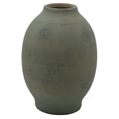 Benjara Col Home Decor Flower Vase, Traditional Urn Shape, Dark Green Ceramic