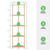 Wisuce Corner Shelf Stand - 5 Tier Natural Bamboo Small Corner Bookshelf for Office Kitchen Bedroom Plant Stand Living Room Decor Small Space view 2
