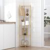 Wisuce Corner Shelf Stand - 5 Tier Natural Bamboo Small Corner Bookshelf for Office Kitchen Bedroom Plant Stand Living Room Decor Small Space view 3
