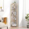 Wisuce Corner Shelf Stand - 5 Tier Natural Bamboo Small Corner Bookshelf for Office Kitchen Bedroom Plant Stand Living Room Decor Small Space view 4