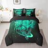 Erosebridal Gothic Dragon Dream Catchers Bed in a Bag King Size Comforter Set 7 Pieces,Teal Galaxy Bohemian Feather Bedding Sets Antique Animal Pterosaur Sheet Set with Comforter view 1