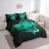 Erosebridal Gothic Dragon Dream Catchers Bed in a Bag King Size Comforter Set 7 Pieces,Teal Galaxy Bohemian Feather Bedding Sets Antique Animal Pterosaur Sheet Set with Comforter view 2