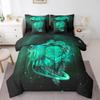 Erosebridal Gothic Dragon Dream Catchers Bed in a Bag King Size Comforter Set 7 Pieces,Teal Galaxy Bohemian Feather Bedding Sets Antique Animal Pterosaur Sheet Set with Comforter view 3
