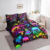 Erosebridal Sugar Skull Bed in a Bag Queen Comforter Set 7 Piece,Gothic Exotic Bone Bedding Sets Rainbow Mushroom Sheet Set with Comforter view 2
