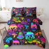 Erosebridal Sugar Skull Bed in a Bag Queen Comforter Set 7 Piece,Gothic Exotic Bone Bedding Sets Rainbow Mushroom Sheet Set with Comforter view 3