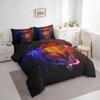 Erosebridal Gothic Dragon Dream Catchers Bed in a Bag Queen Comforter Set 7 Piece,Red Blue Galaxy Bohemian Feather Bedding Sets Antique Animal Pterosaur Sheet Set with Comforter view 2