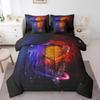 Erosebridal Gothic Dragon Dream Catchers Bed in a Bag Queen Comforter Set 7 Piece,Red Blue Galaxy Bohemian Feather Bedding Sets Antique Animal Pterosaur Sheet Set with Comforter view 3