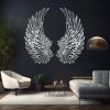 Angel Wings Metal Wall Art, Metal Angel Wings Wall Decor, Large Angel Wings Wall Sculpture, Feather Wings Wall Art, Wall Decor Living Room, Home Decor, Housewarming Gift (Silver, 12"x24"|31x60cm) view 1