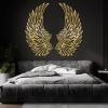 Angel Wings Metal Wall Art - Large Feather Wings Wall Sculpture, Home Decor for Living Room - Housewarming Gift (Gold, 25"x48"|63x121cm) view 1