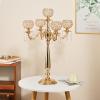 8Pack Gold Candelabra Centerpiece for Wedding,5 Arm Crystal Floor Candlestick Holders for Table Crystal Candelabra Candle Holder for Party,Birthday, Palace Themed Centerpieces view 4