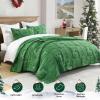 Grassix Christmas Quilt King Size, 3 Pieces Velvet Quilt Set with Xmas Tree Reindeer Pattern, Green Christmas Bedding Lightweight Bedspread with Shams,108"x96" view 2
