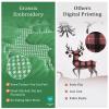 Grassix Christmas Quilt King Size, 3 Pieces Velvet Quilt Set with Xmas Tree Reindeer Pattern, Green Christmas Bedding Lightweight Bedspread with Shams,108"x96" view 3