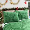 Grassix Christmas Quilt King Size, 3 Pieces Velvet Quilt Set with Xmas Tree Reindeer Pattern, Green Christmas Bedding Lightweight Bedspread with Shams,108"x96" view 4