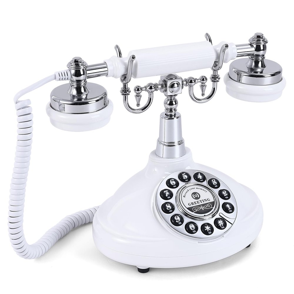 Audio Guest Book Wedding Phone Record Customized Audio Messages Audio Guestbook Phone for Wedding, Bridal Shower, Birthday Party, Baby Shower, Anniversary, Engagement (White)