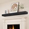 SAUMONIERES Fireplace Mantel Shelves 72 Inch Solid Wood Wall Mounted Long Floating Shelf Hollow, Black view 1