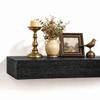 SAUMONIERES Fireplace Mantel Shelves 72 Inch Solid Wood Wall Mounted Long Floating Shelf Hollow, Black view 2