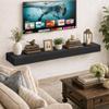 SAUMONIERES Fireplace Mantel Shelves 72 Inch Solid Wood Wall Mounted Long Floating Shelf Hollow, Black view 3