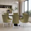 SoarTalent Velvet Upholstered Dining Chairs Set of 6, Modern Kitchen Side Chairs with Nailhead Trim and Silver Plated Leg, Metal Pulling Ring for Dining Room Living Room(Olive Green-Silver Plated Leg) view 2