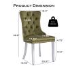 SoarTalent Velvet Upholstered Dining Chairs Set of 6, Modern Kitchen Side Chairs with Nailhead Trim and Silver Plated Leg, Metal Pulling Ring for Dining Room Living Room(Olive Green-Silver Plated Leg) view 3
