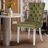 SoarTalent Velvet Upholstered Dining Chairs Set of 6, Modern Kitchen Side Chairs with Nailhead Trim and Silver Plated Leg, Metal Pulling Ring for Dining Room Living Room(Olive Green-Silver Plated Leg) view 4