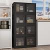 FLEXIMOUNTS 304 QT Stackable Plastic Storage Bins With Lids, Black view 1