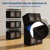 FLEXIMOUNTS 304 QT Stackable Plastic Storage Bins With Lids, Black view 4