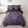 Erosebridal Gothic Damask Comforter Set 7 Piece Bed in a Bag Twin,Exotic Moth Bedding Sets Purple Victorian Floral Goth Sheet Set with Comforter view 1