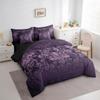 Erosebridal Gothic Damask Comforter Set 7 Piece Bed in a Bag Twin,Exotic Moth Bedding Sets Purple Victorian Floral Goth Sheet Set with Comforter view 2