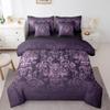 Erosebridal Gothic Damask Comforter Set 7 Piece Bed in a Bag Twin,Exotic Moth Bedding Sets Purple Victorian Floral Goth Sheet Set with Comforter view 3